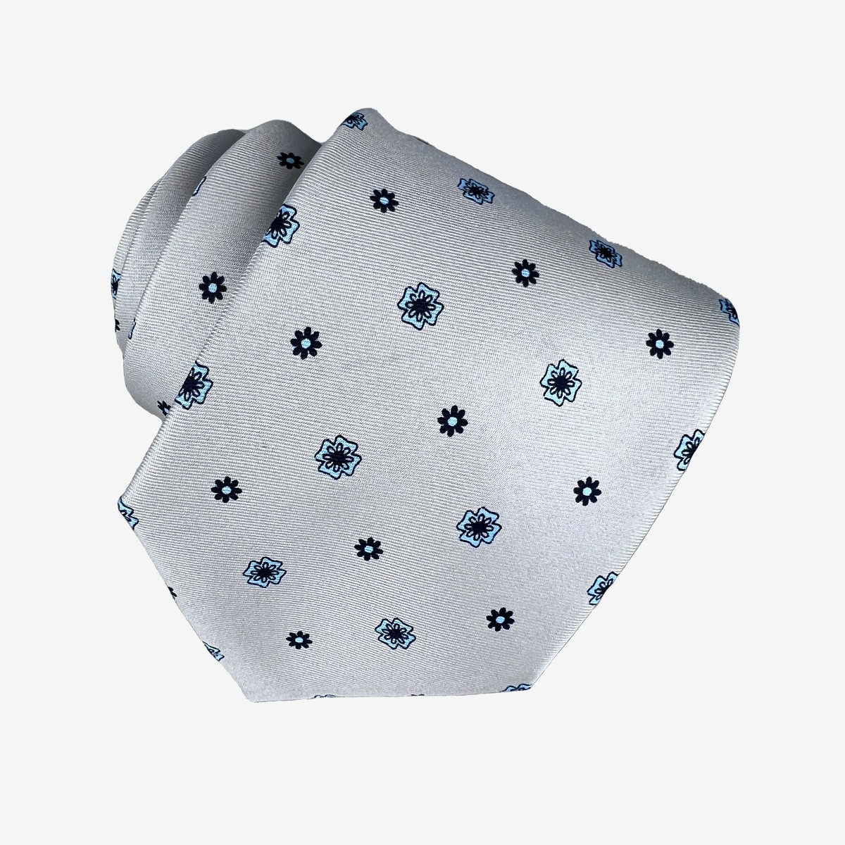 Krawatte - Seide Blau Muster Blumen